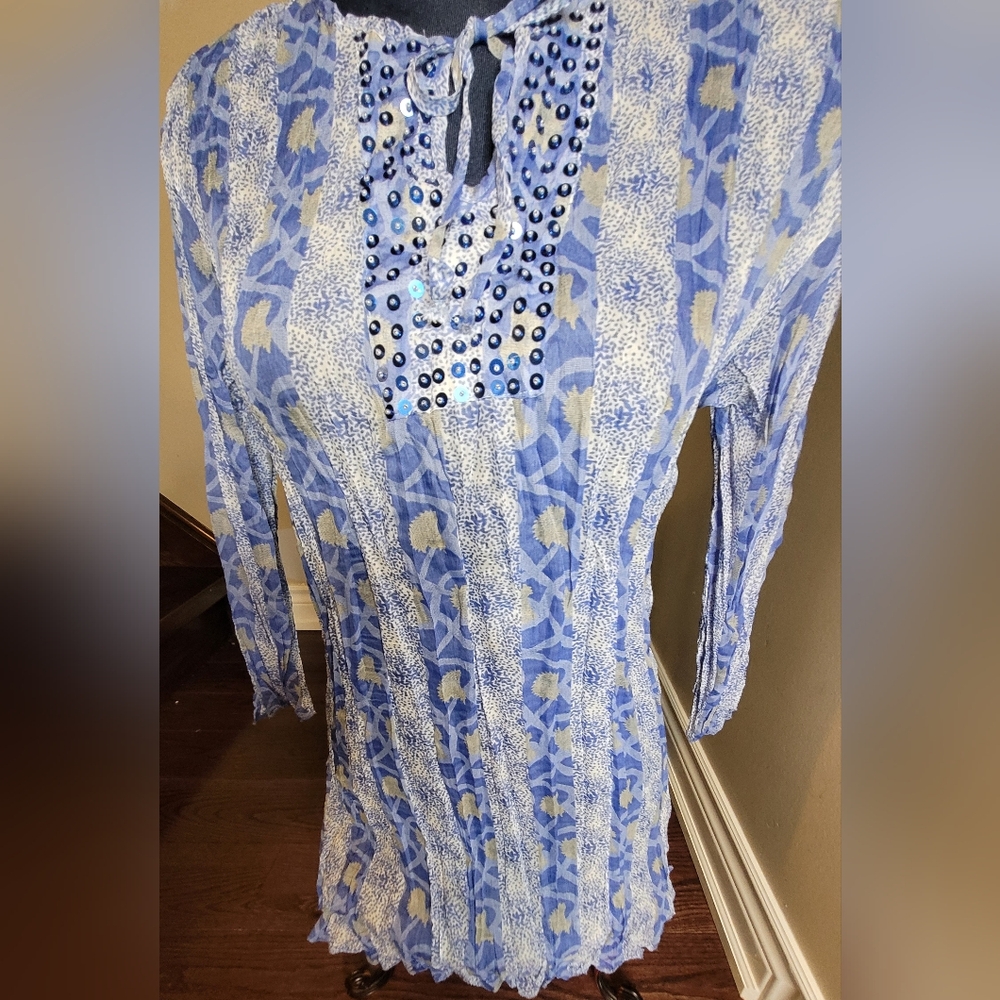 Blue Crimped Blouse - Picture 6 of 7